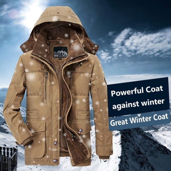 New-Men's Down Jackets Outerwear Long Cotton Coat Warm Fur Jacket Coat Overcoat - Picture 11 of 14